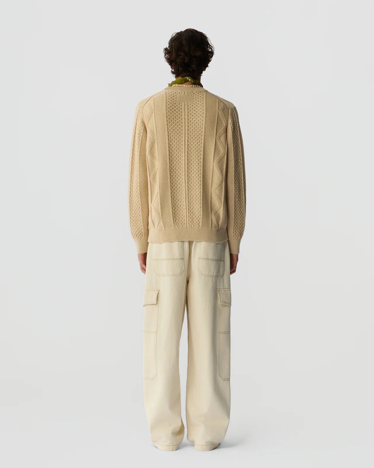 Allday Cable Crew in Cotton Cashmere - Sand