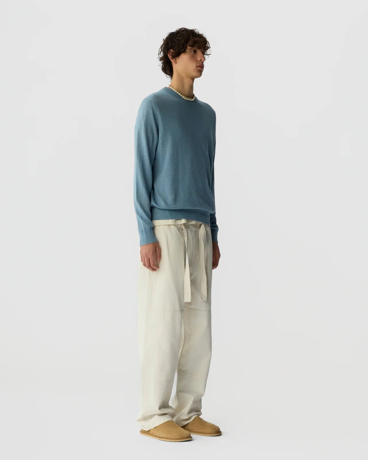 Allday Crew in Silk Linen Blend - Sail