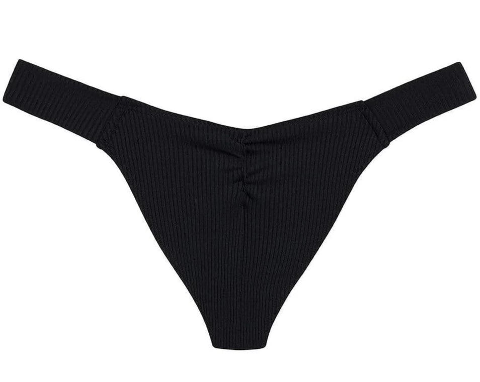 Black Rib Uno Added Coverage Bikini Bottom