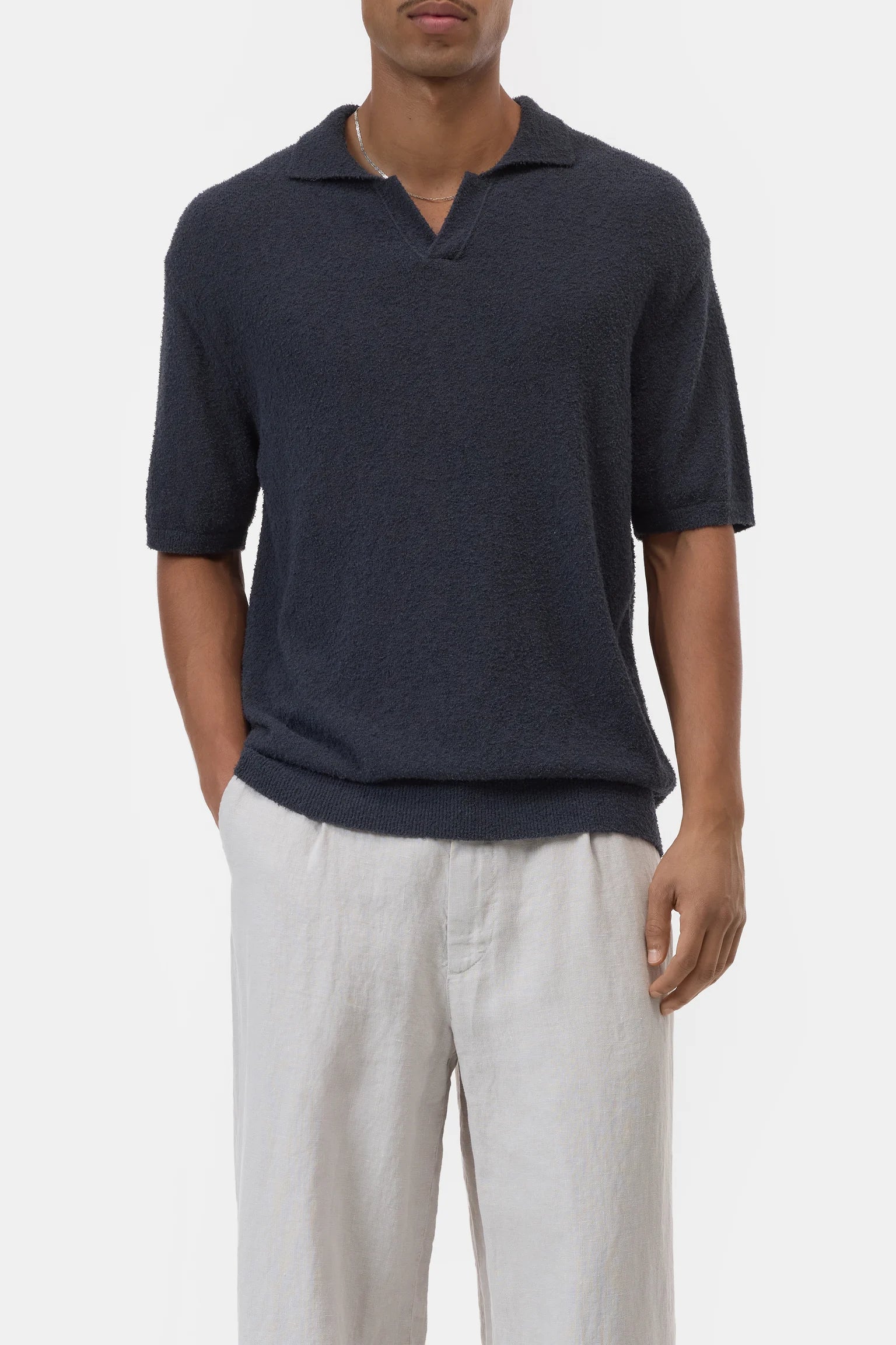 Cotton Knit Polo - Magma Black