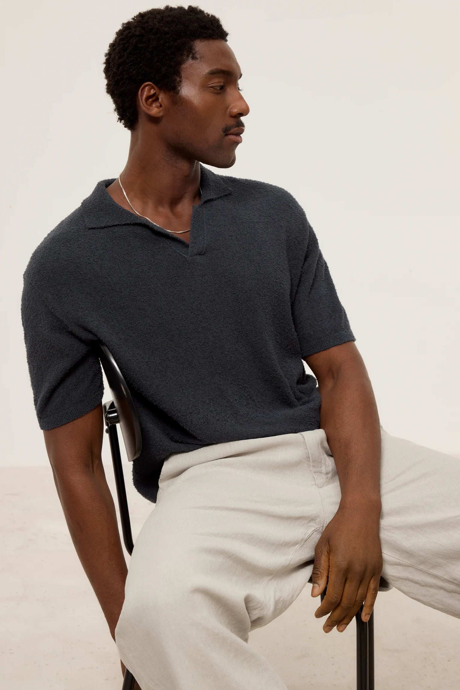 Cotton Knit Polo - Magma Black