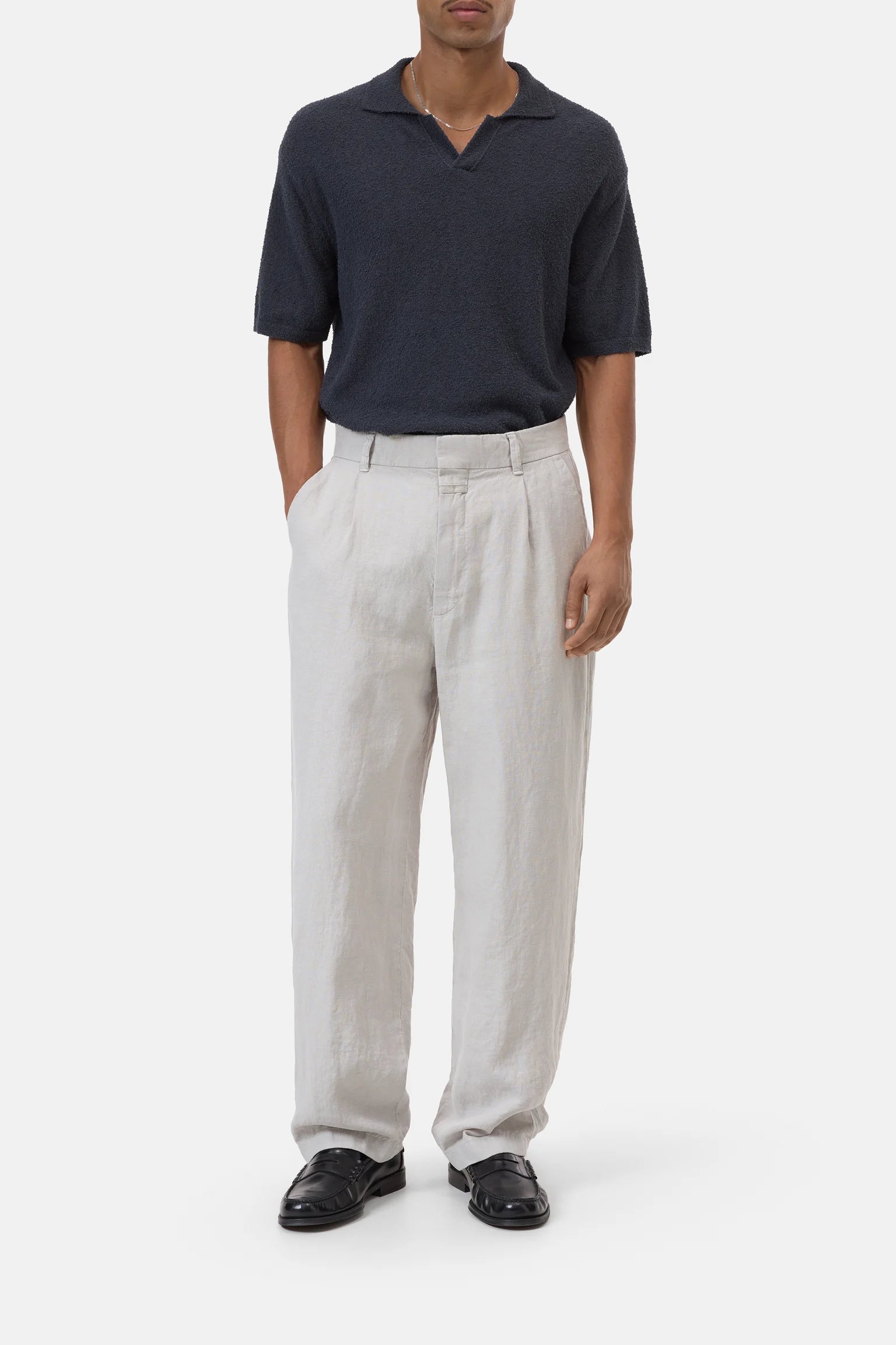 Cotton Knit Polo - Magma Black