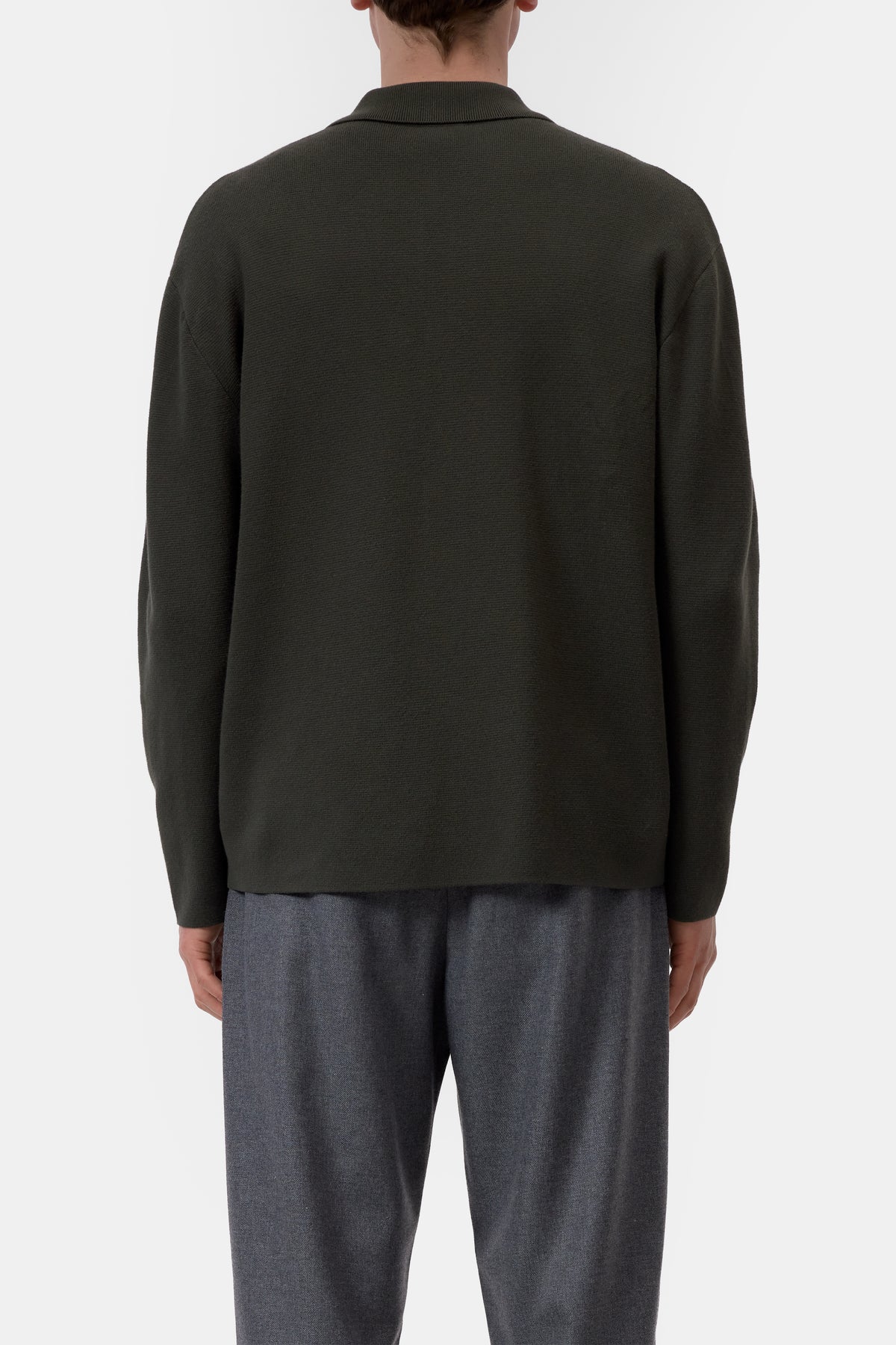 Polo Cardigan - Dark Olive Green