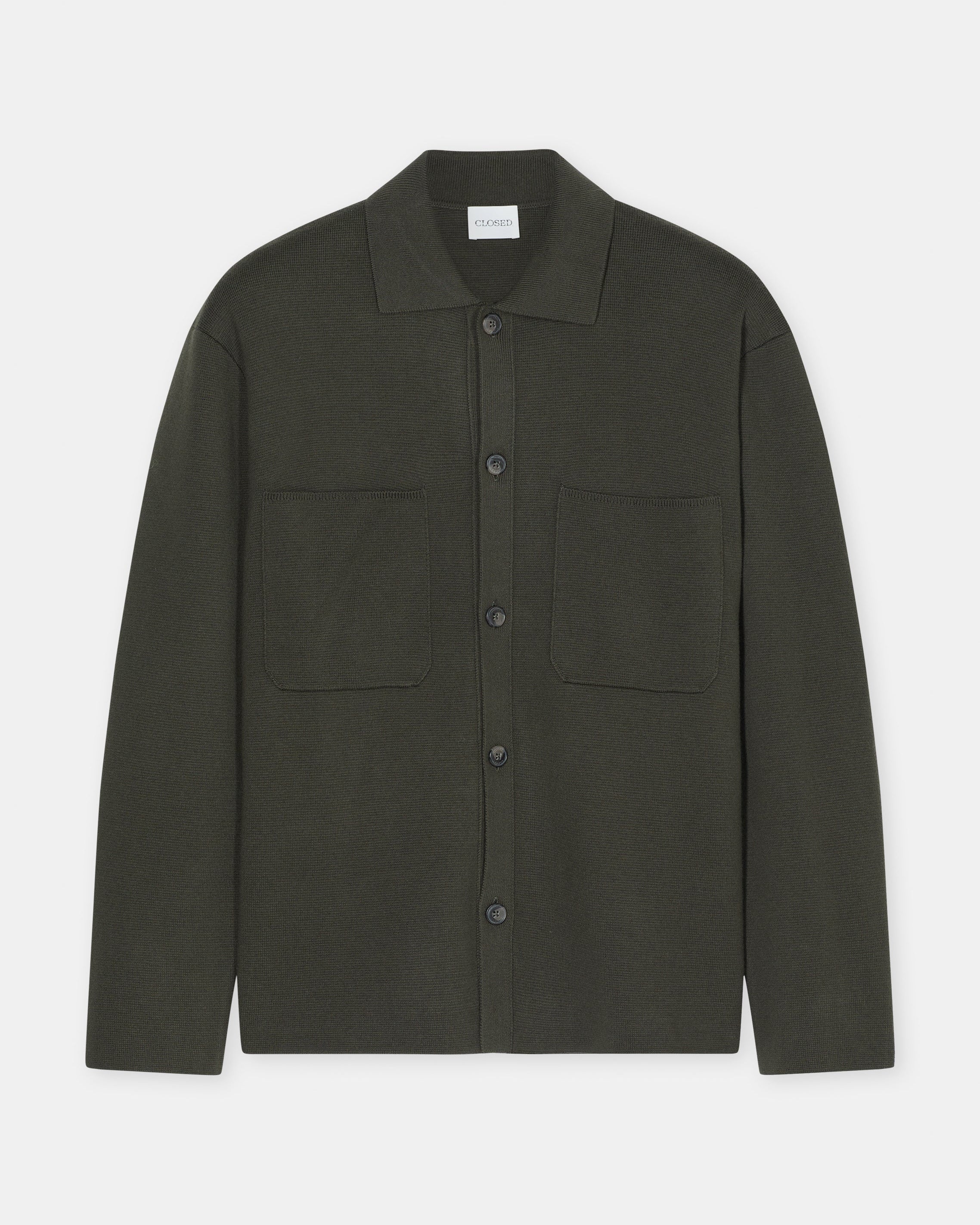 Polo Cardigan - Dark Olive Green