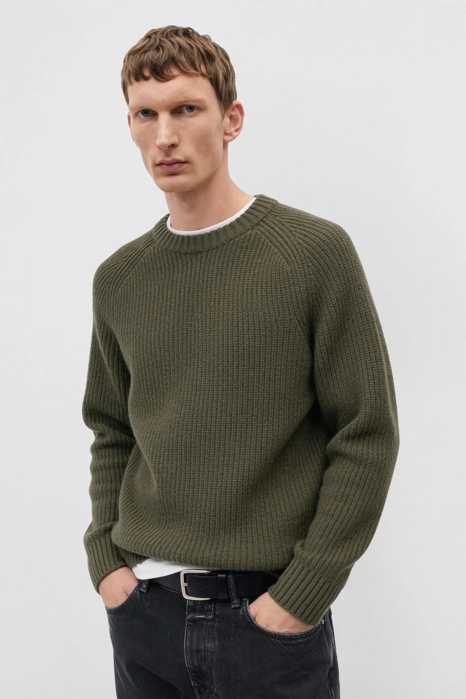 Knitted Pullover - Dark Olive Green