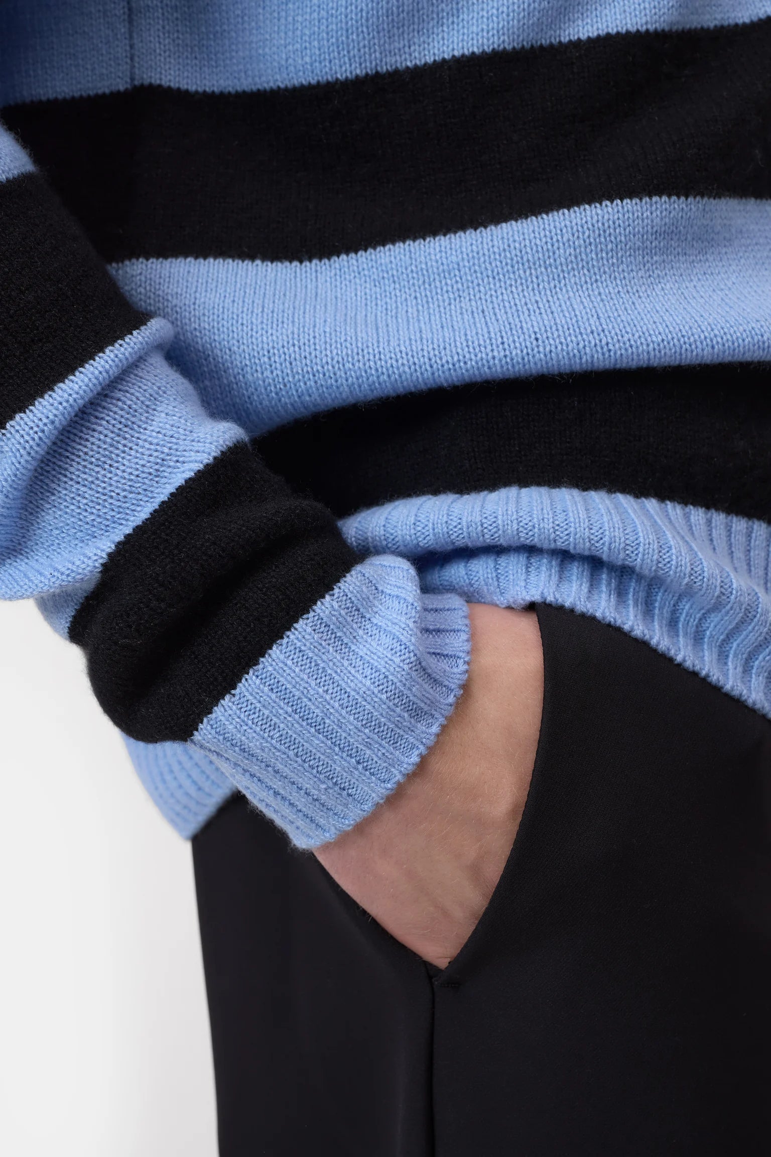 Striped Crewneck Jumper - Sky Blue