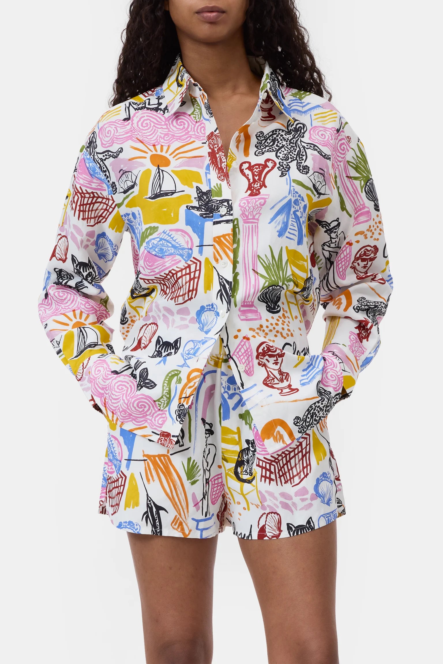 Oversized Shirt - Multi Color Print
