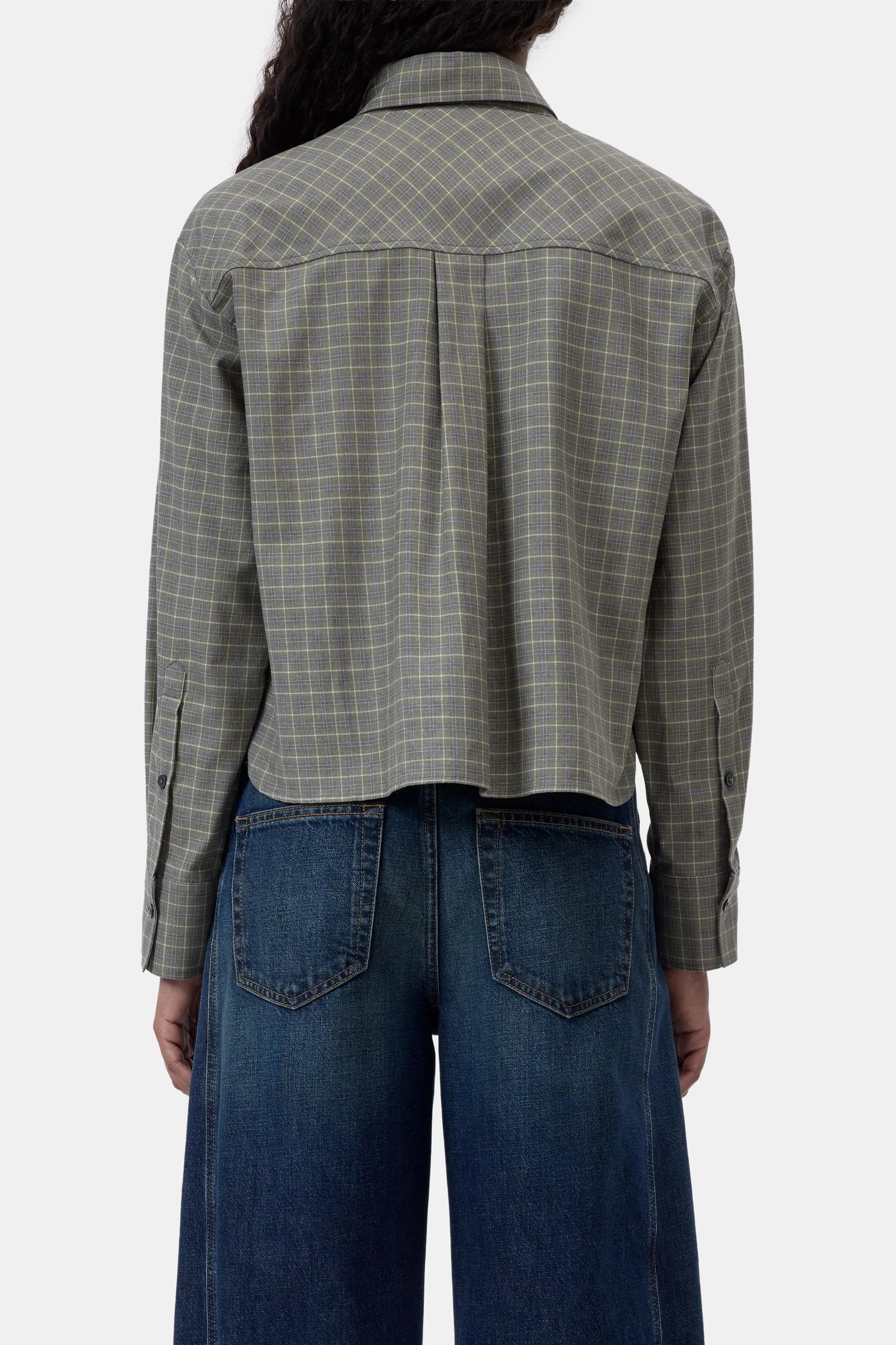 Cropped Oversized Shirt - Juniper Green