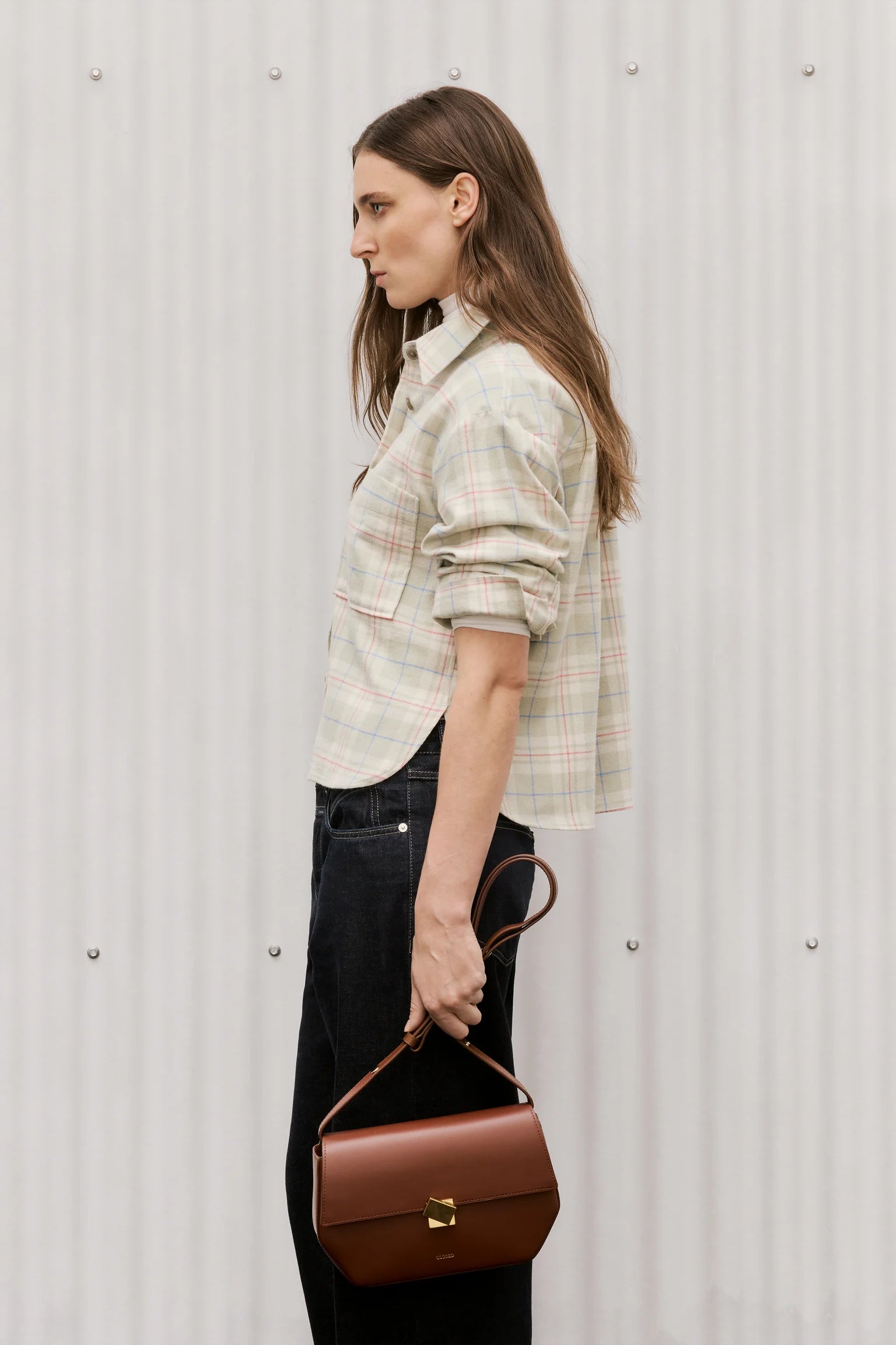 Cropped Oversized Shirt - Stoneleaf Green