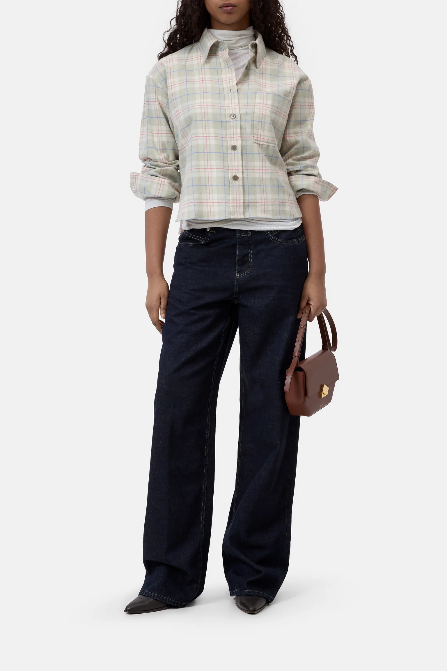 Cropped Oversized Shirt - Stoneleaf Green