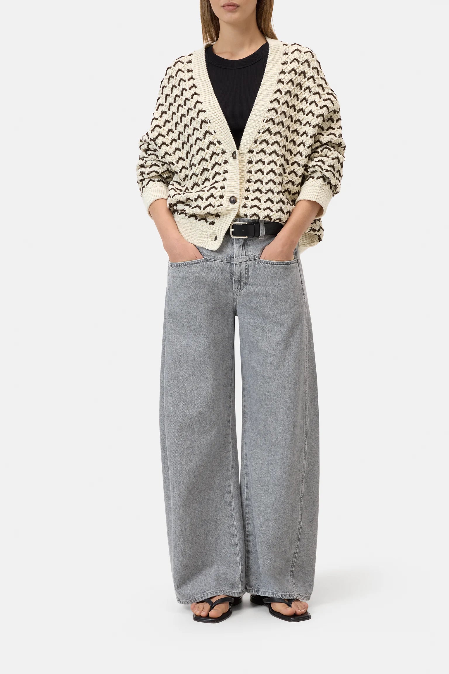 V Neck Cardigan - Witherit Beige