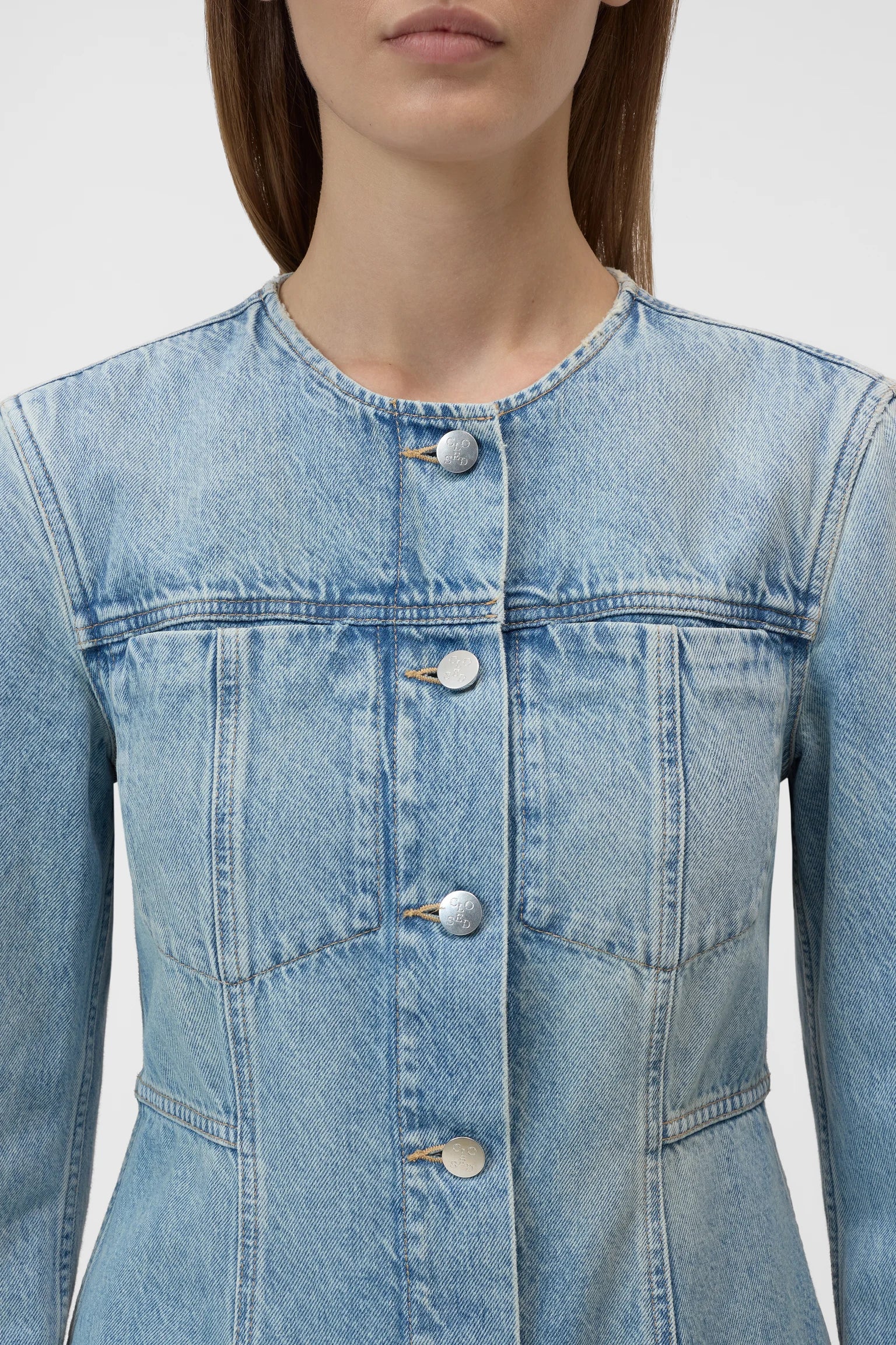 Fitted Denim Jacket - Light Blue