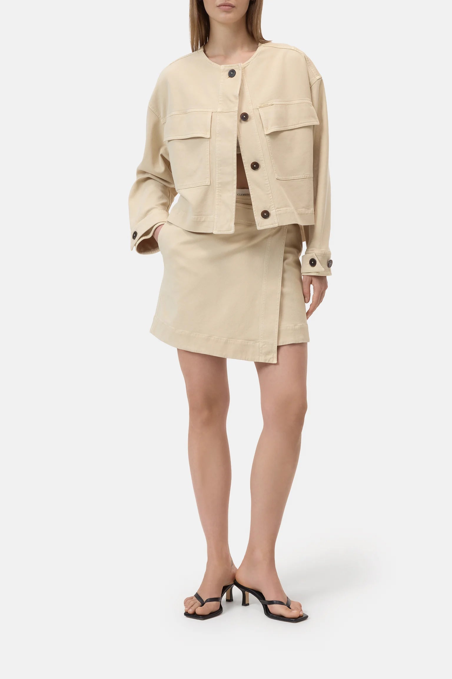 Cropped Utility Jacket - Camel Beige