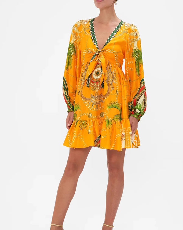 Short Front Tie Blouson Dress - Dancing with the Bulls