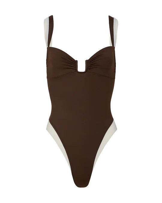 Cannes One Piece - Espresso/Ivory