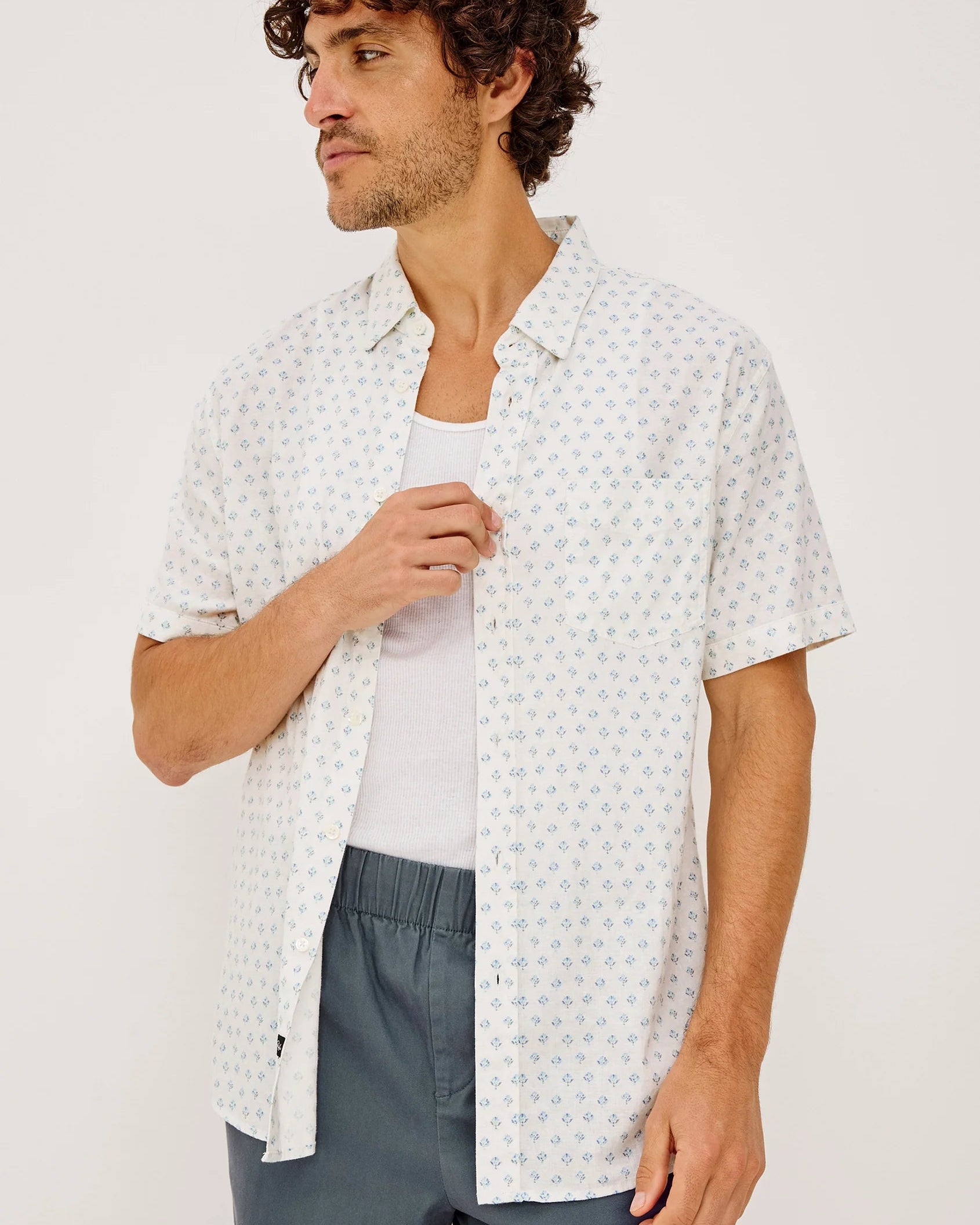 Carson Shirt - White Blue Block