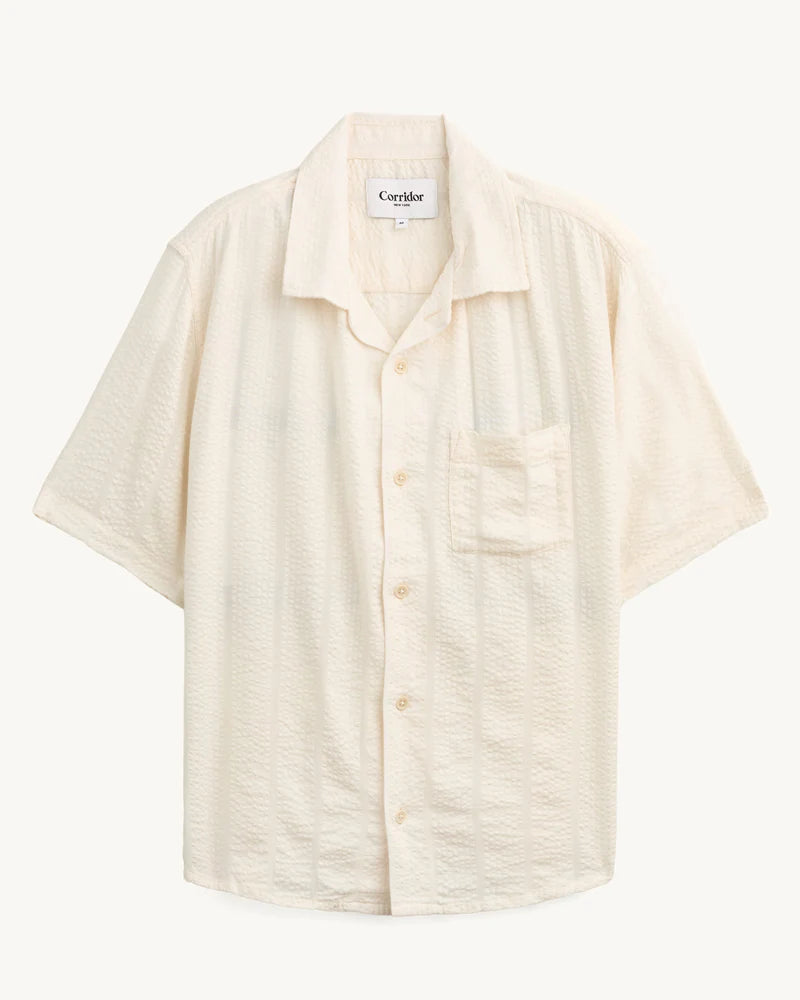 Striped Seersucker SS - White