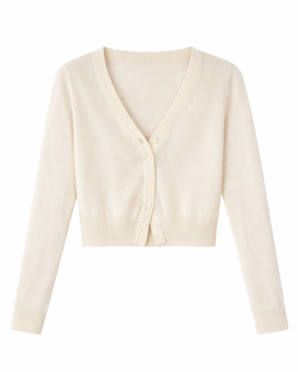 V-Neck Lightweight Merino Wool Cardigan - Natural