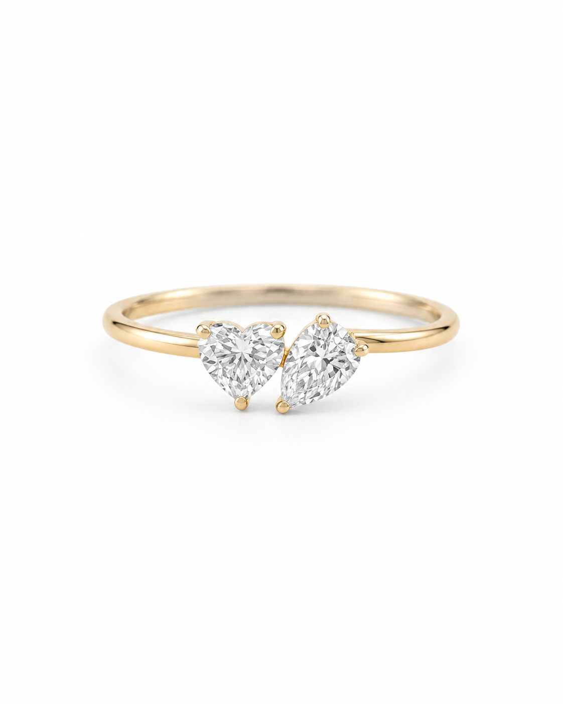 Toi et Moi ring with Heart + Pear Diamonds