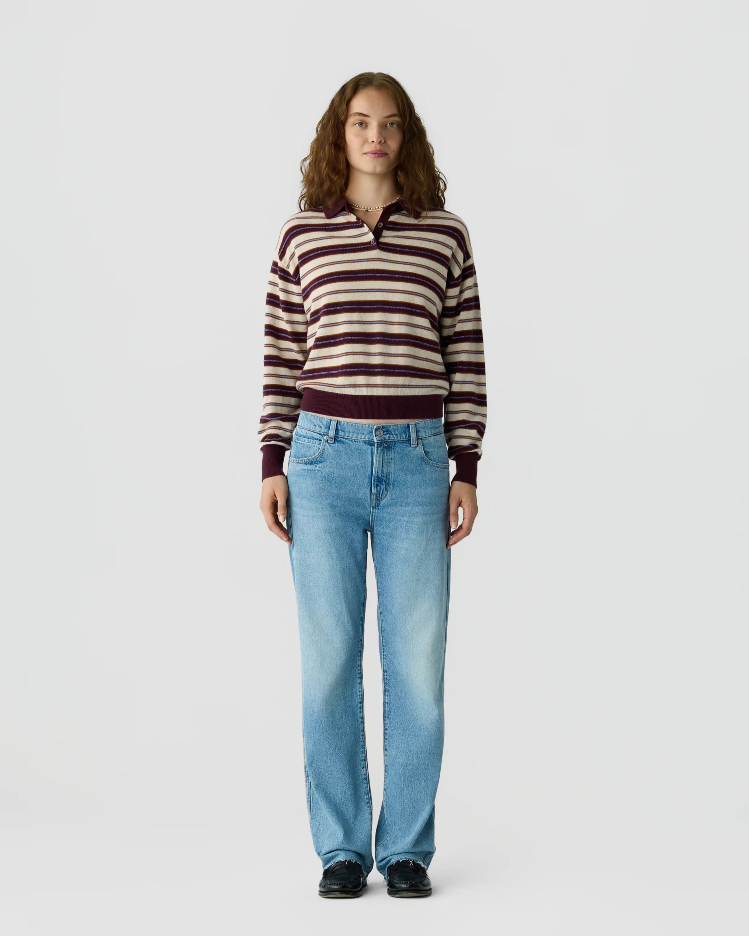 Collegiate Stripe Polo - Fig Combo