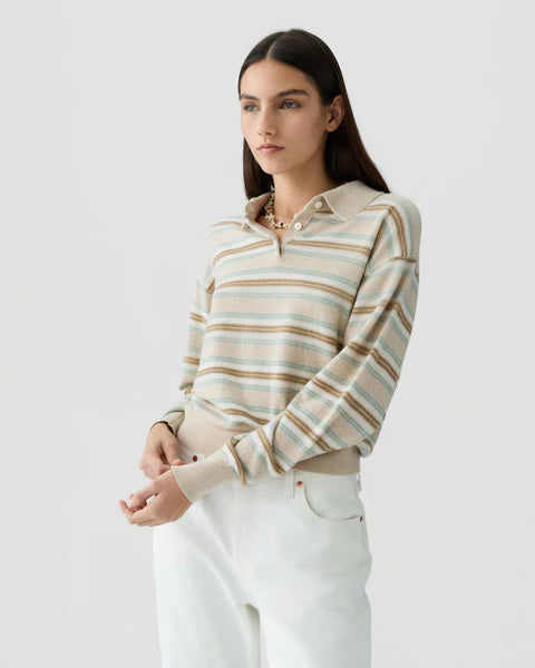 Collegiate Stripe Polo - Sandstone Combo
