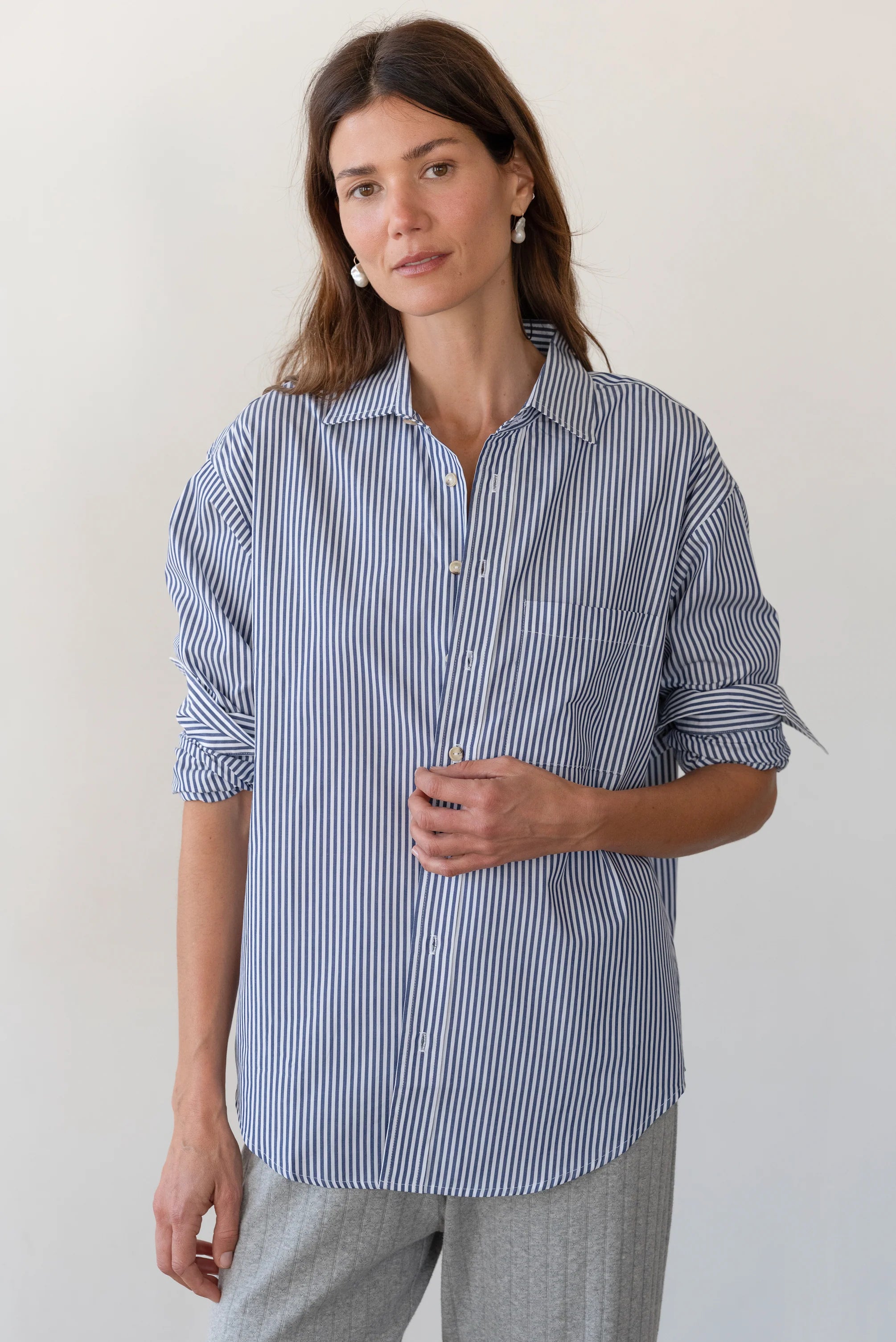 The Stripe Pop Shirt - Navy