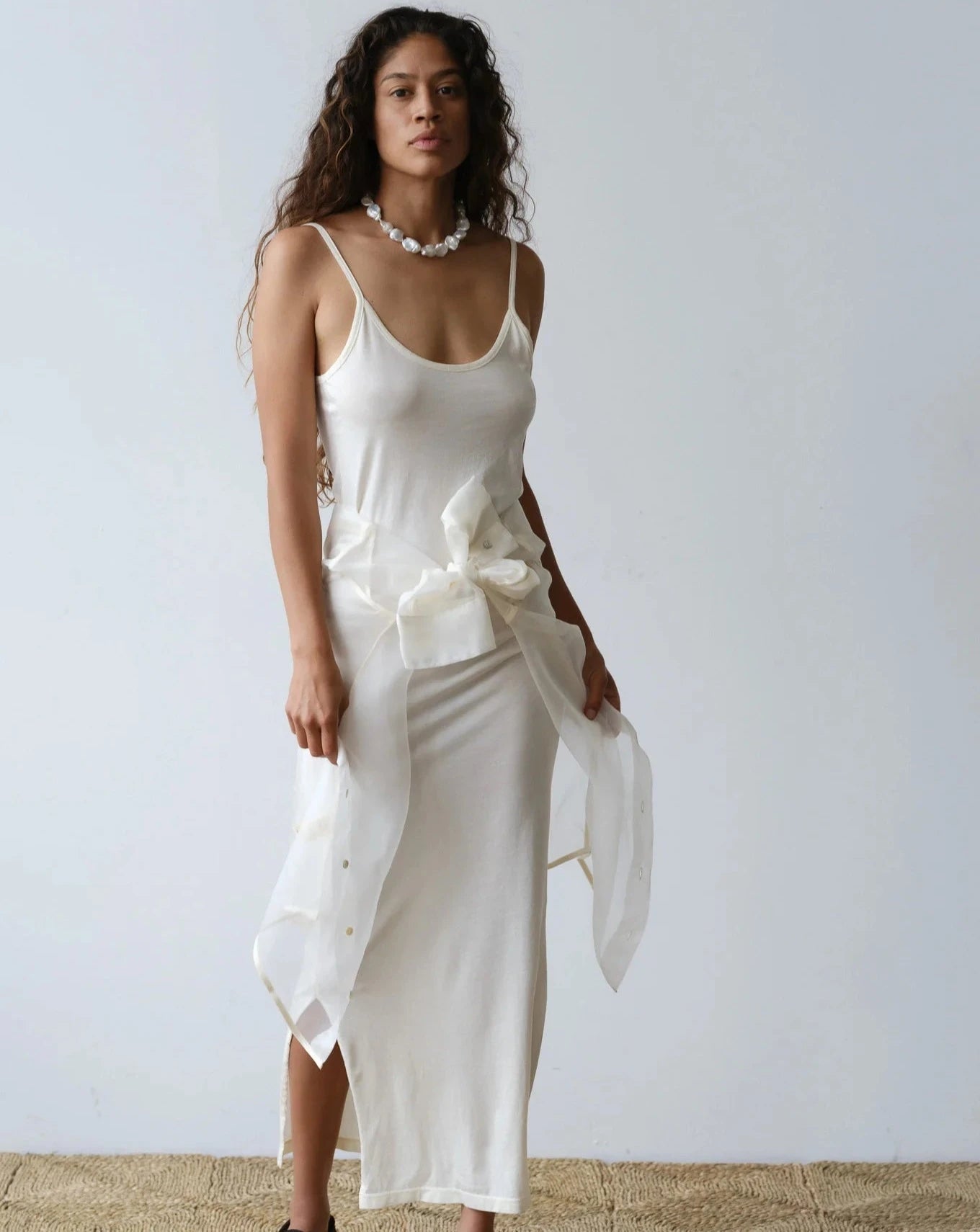 The Jersey Slip Dress - Creme