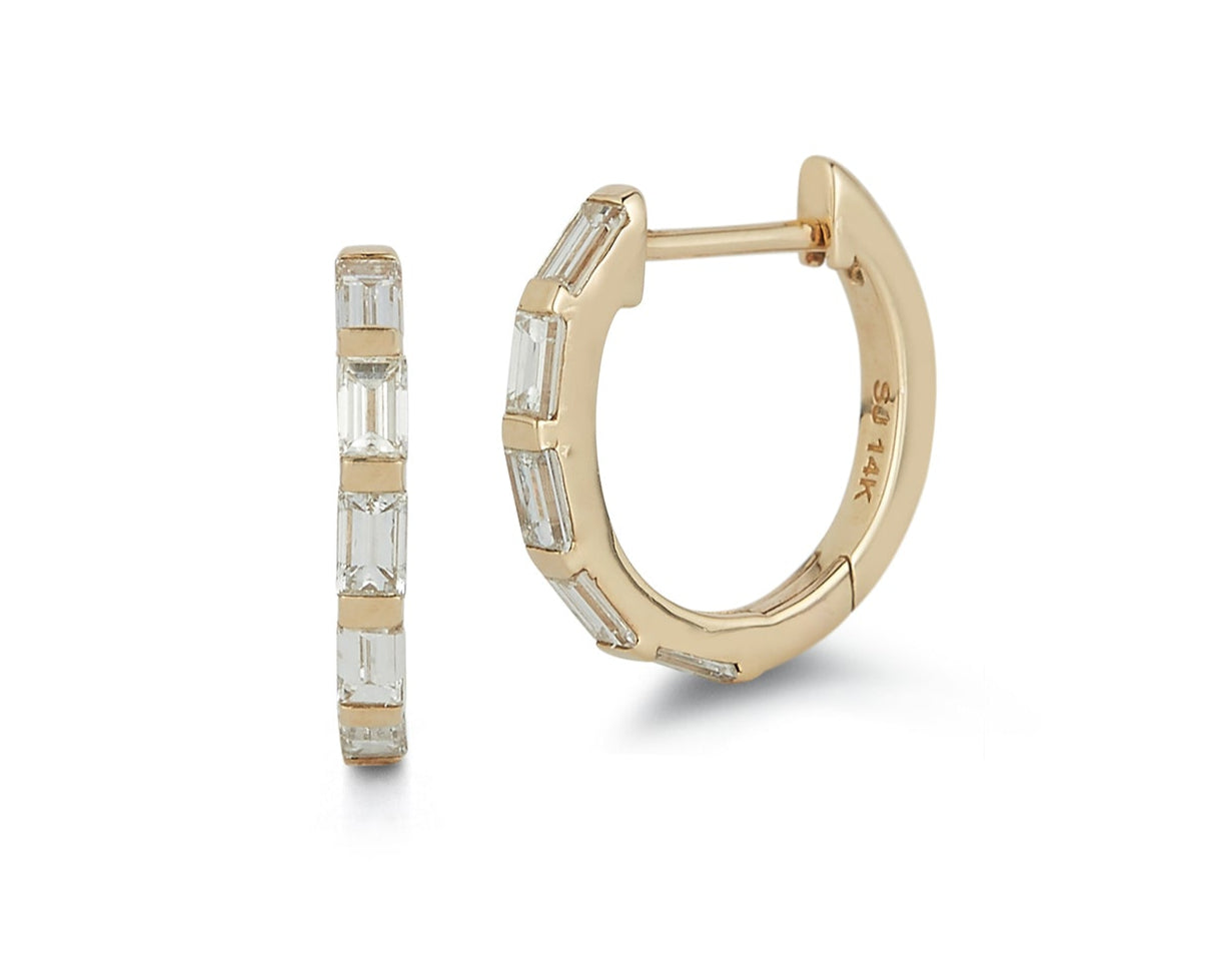 Baguette Diamond Huggies - Pair