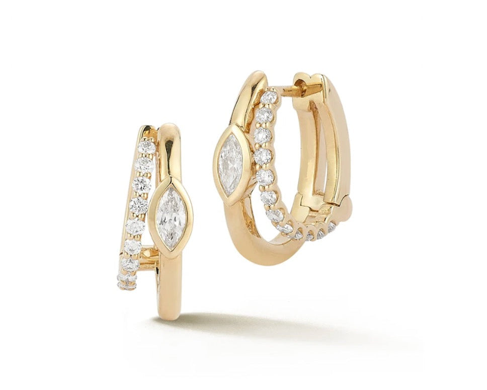 Marquise Double Huggies - Pair