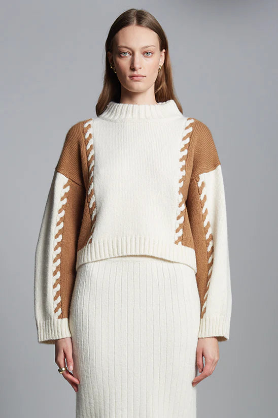 Alexis Sweater - Ivory/Camel