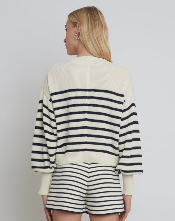 Layla Stripe Sweater - Ivory and Navy Stripe