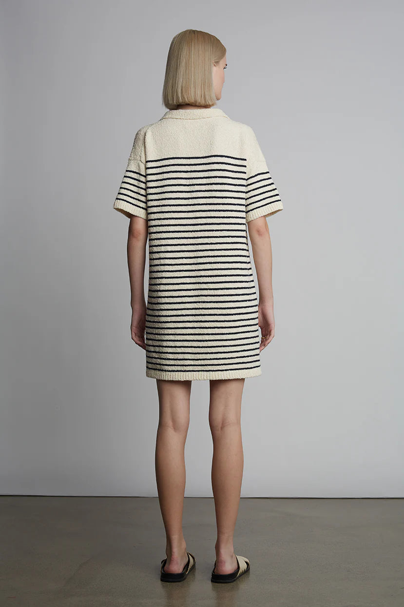 Edie Mini Dress - Ivory/Navy Stripe
