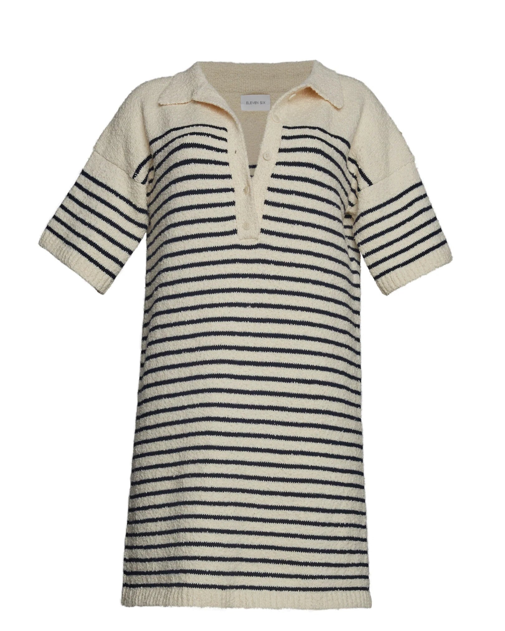Edie Mini Dress - Ivory/Navy Stripe