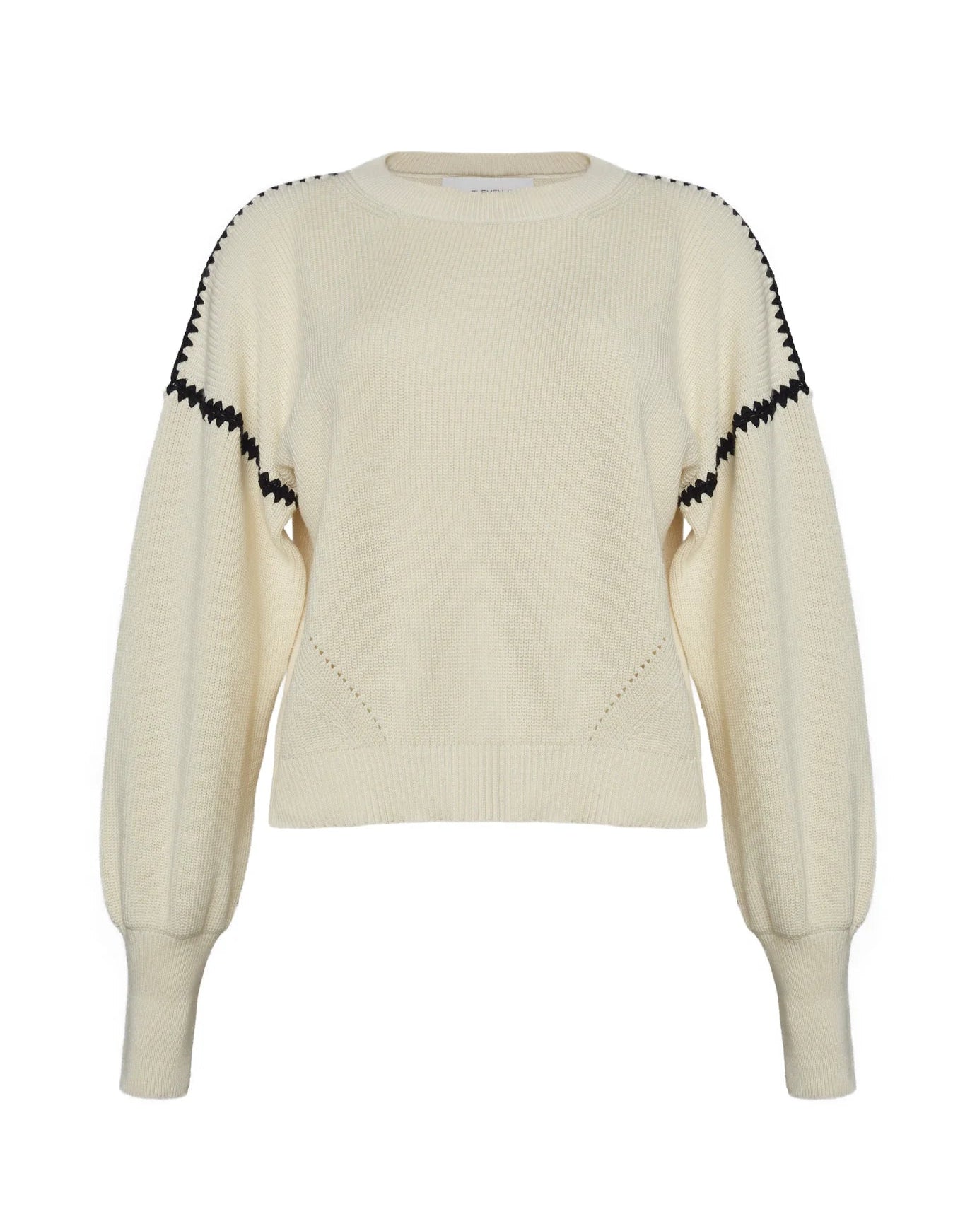 Layla Crochet Trim Sweater - Ivory/Black