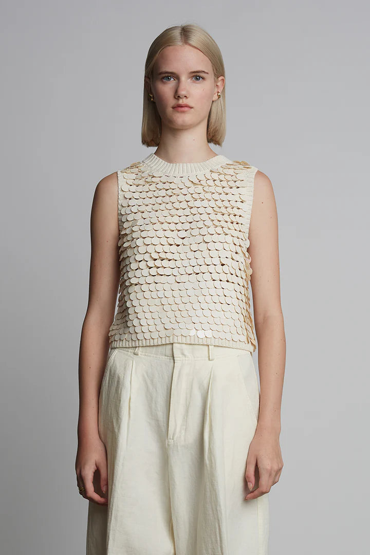 Cora Sequins Top - Ivory Sequins
