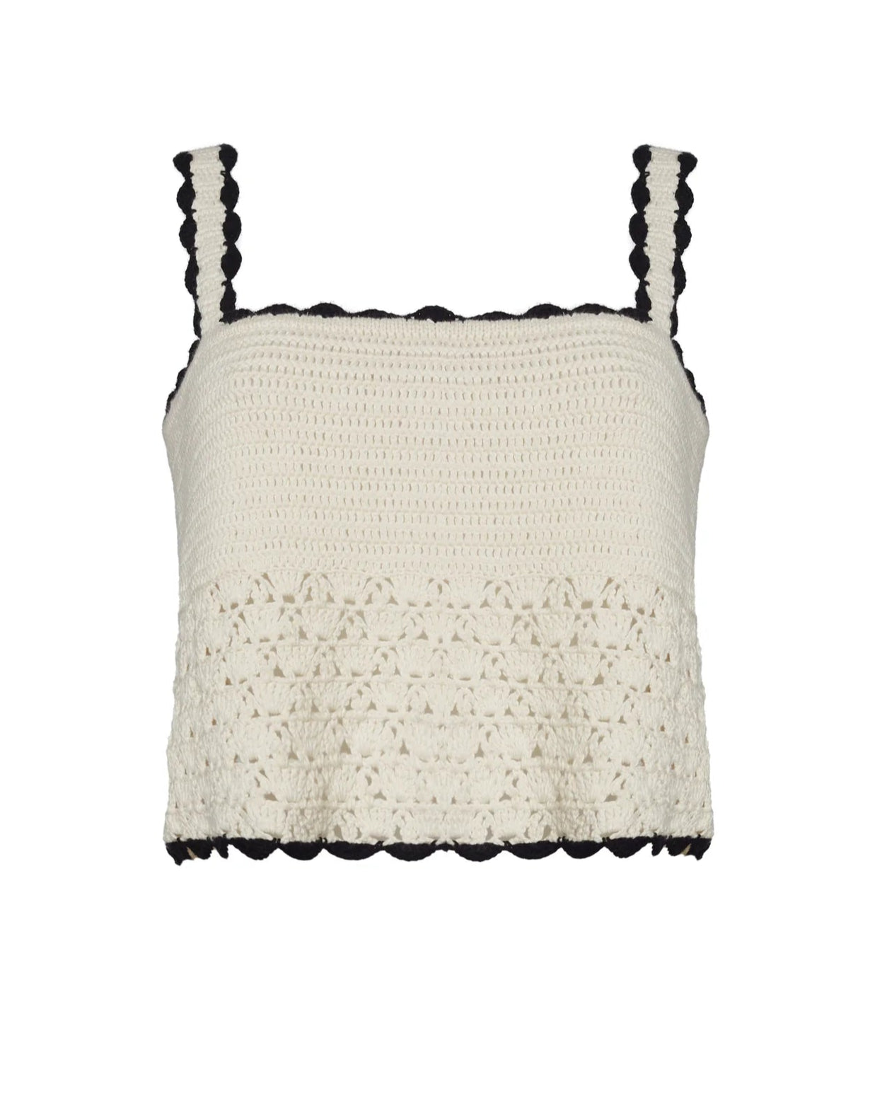 Caria Crochet Top - Ivory/Black