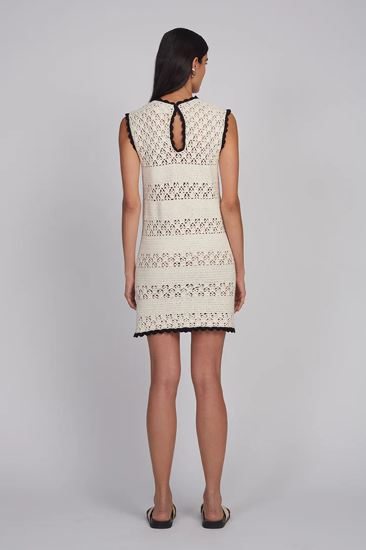 Bella Mini Dress - Ivory/Black Combo