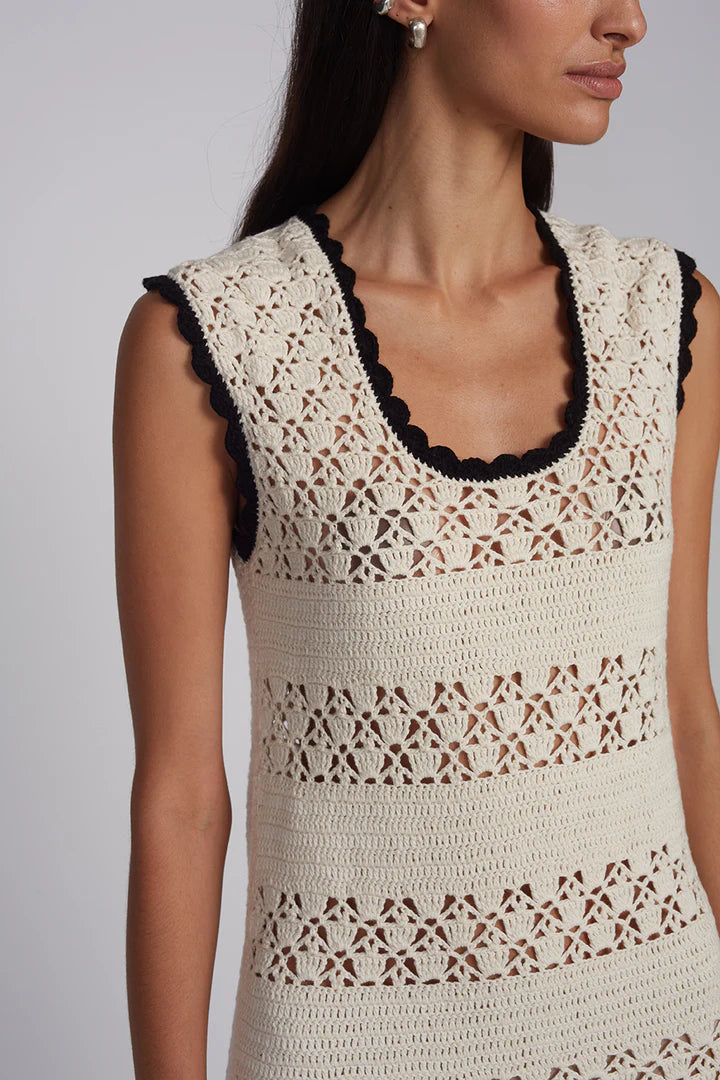 Bella Mini Dress - Ivory/Black Combo