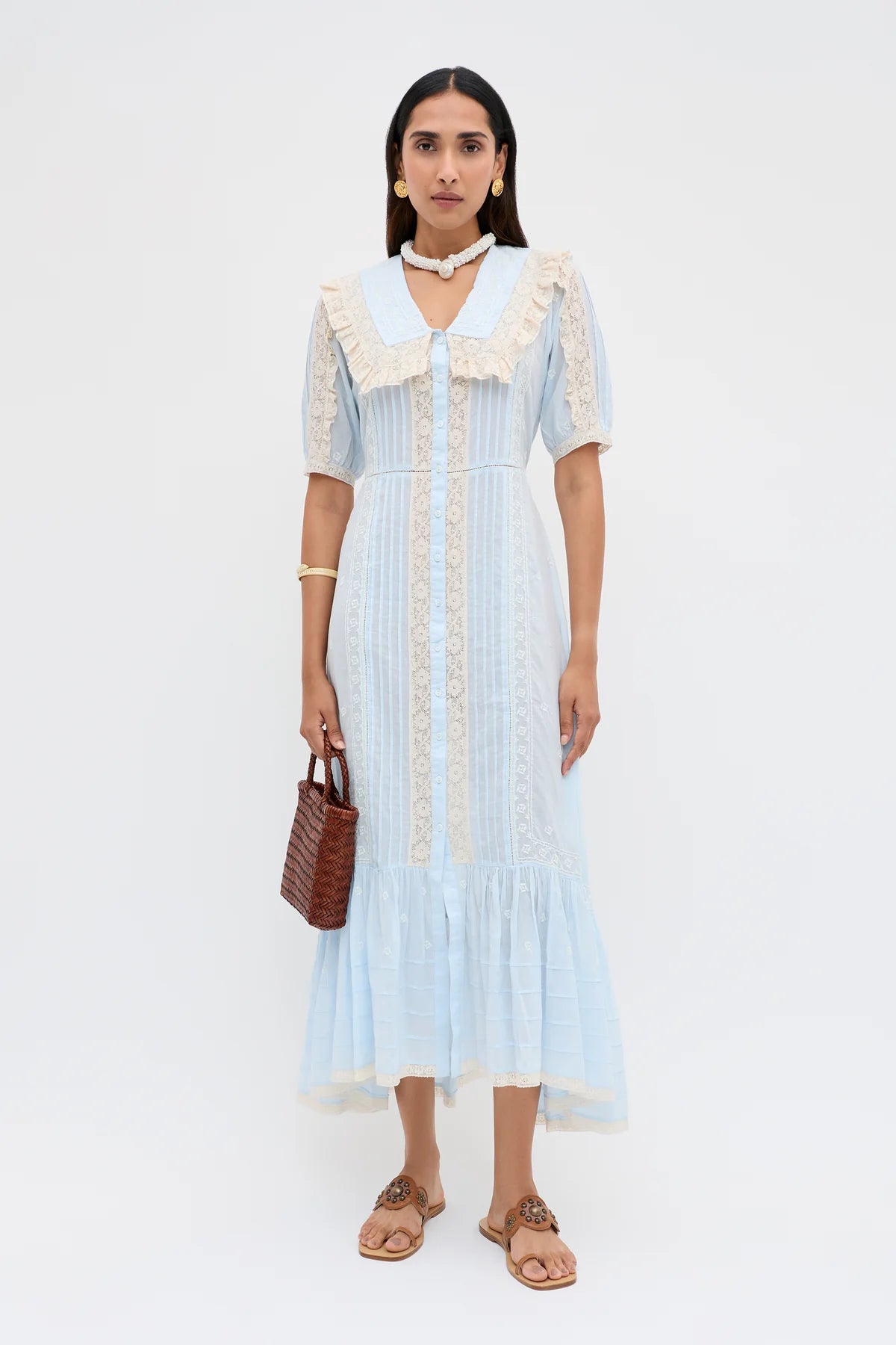 Edina Dress Mira - Embroidery Powder Blue