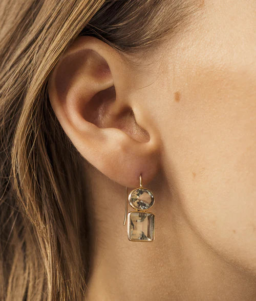Duo Earrings in Green Amethyst