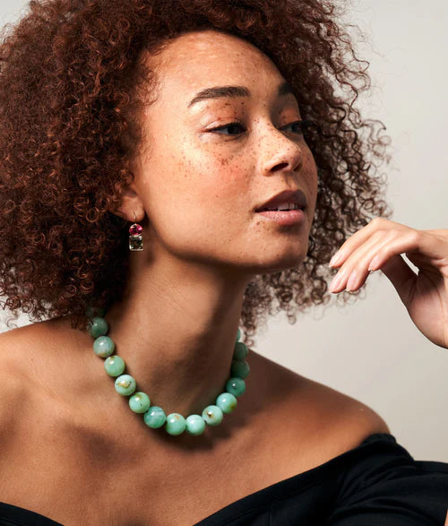 Duo Earrings in Pink Topaz & Green Amethyst
