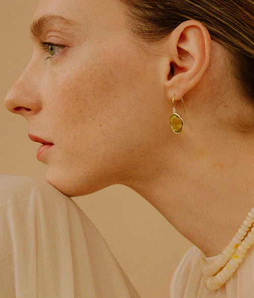 Pool Earrings In Lemon Quartz & Diamond