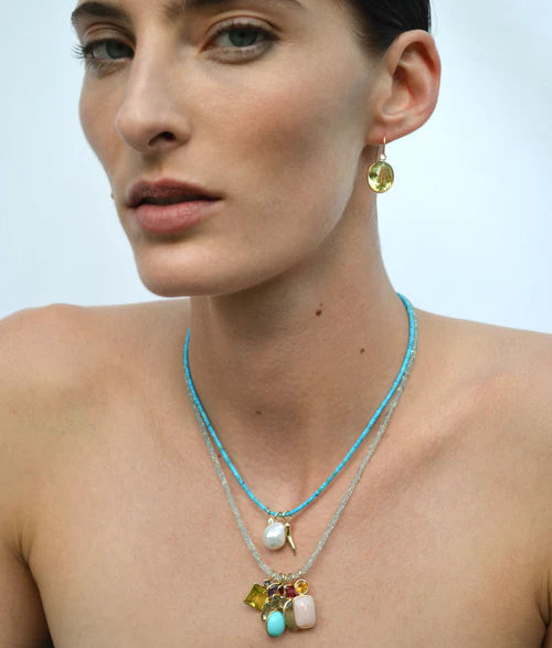 Pool Earrings In Lemon Quartz & Diamond