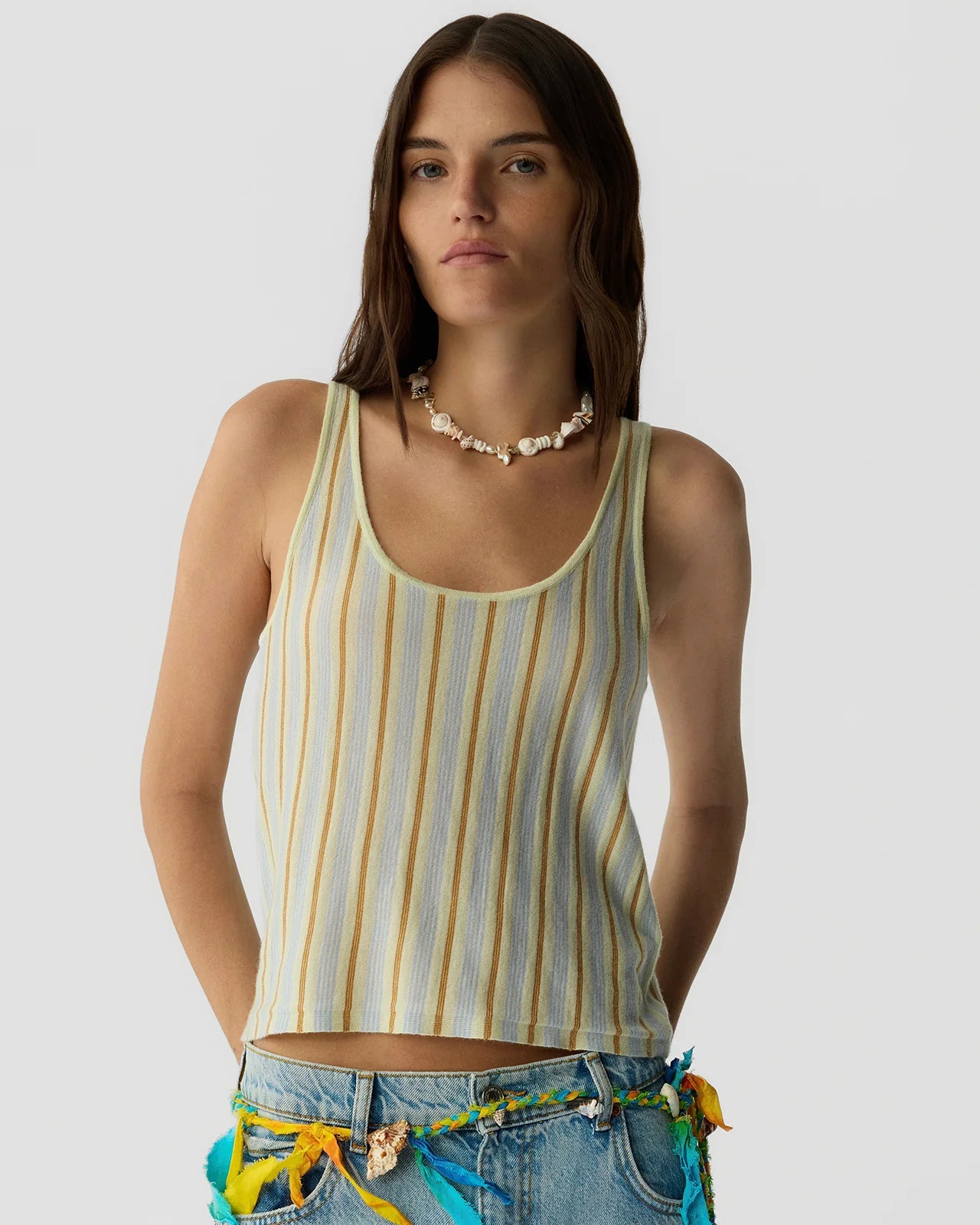 Fine Stripe Tank - Limewash Combo