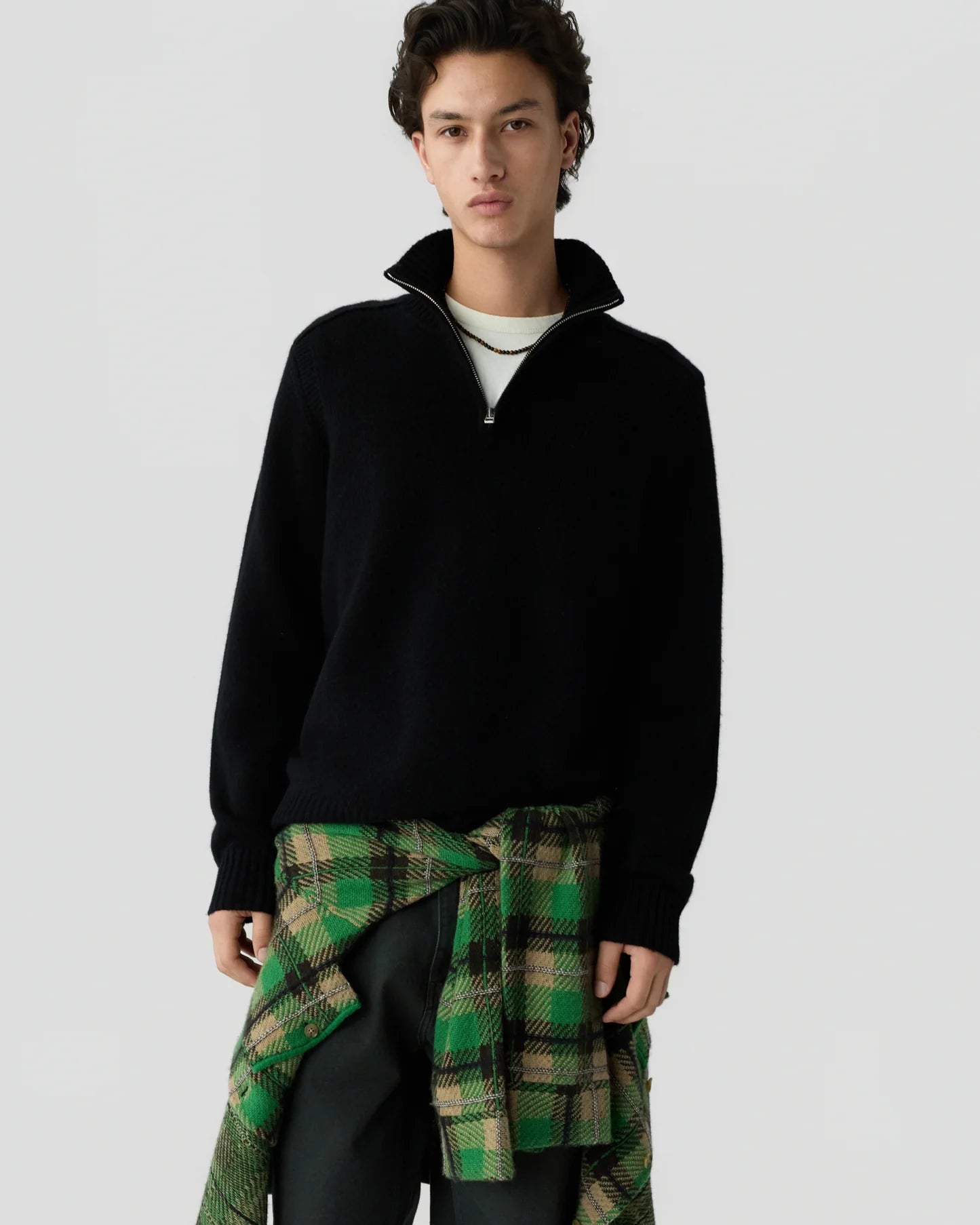 Half Zip Turtleneck In Cashmere - Black
