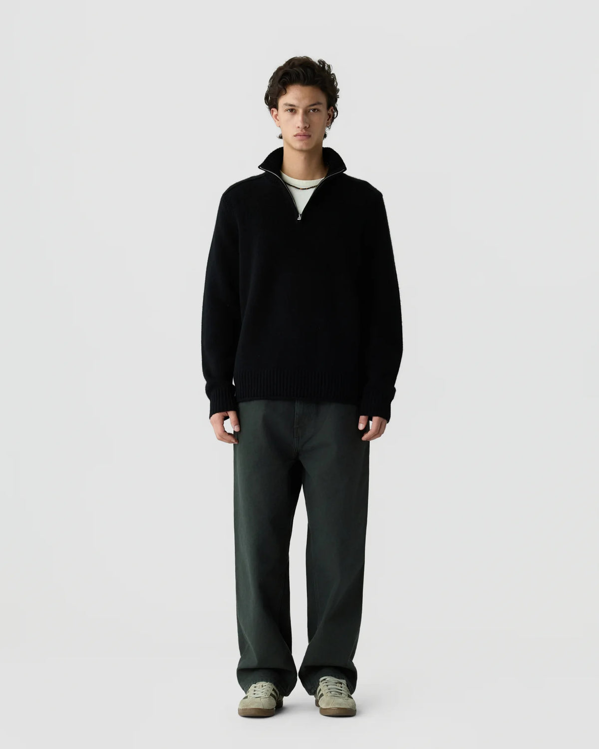 Half Zip Turtleneck In Cashmere - Black