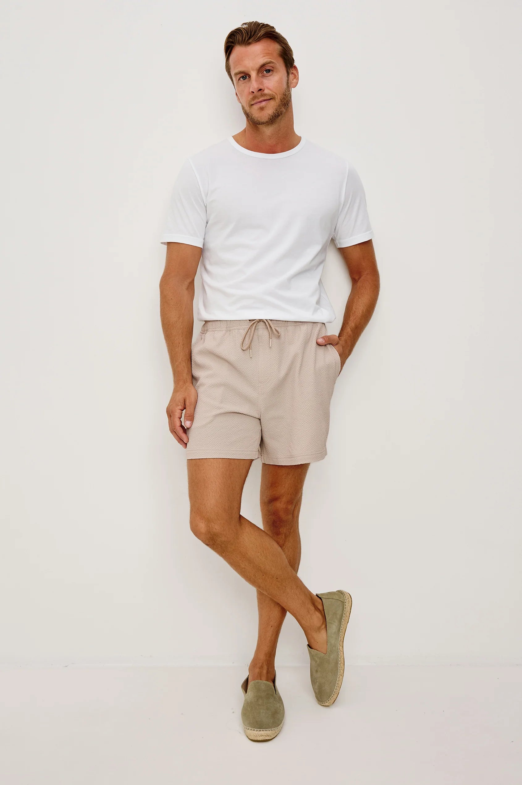 La Brea Swim Short - Khaki Check Seersucker