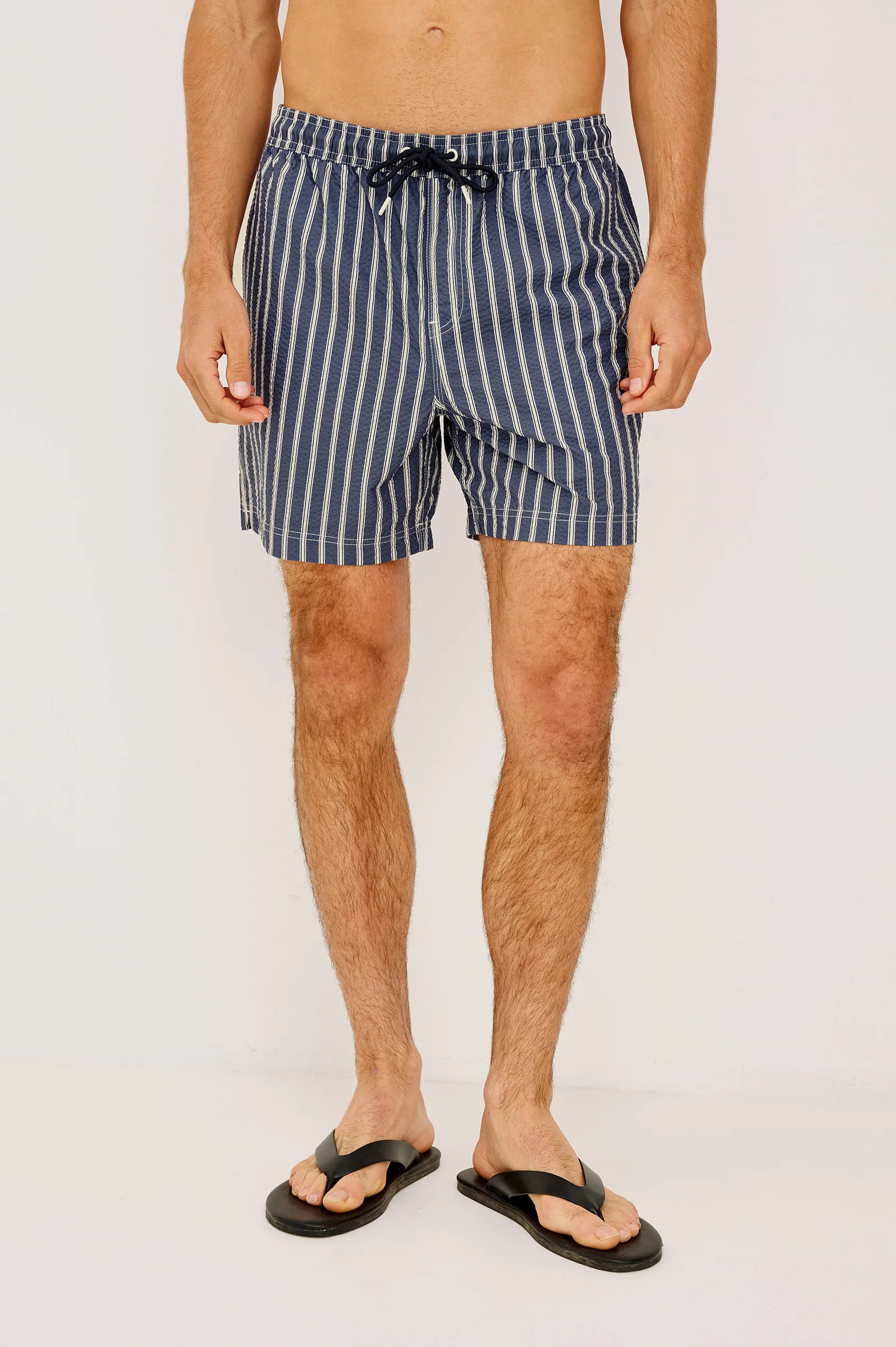La Brea Swim Short - Navy Cream Stripe