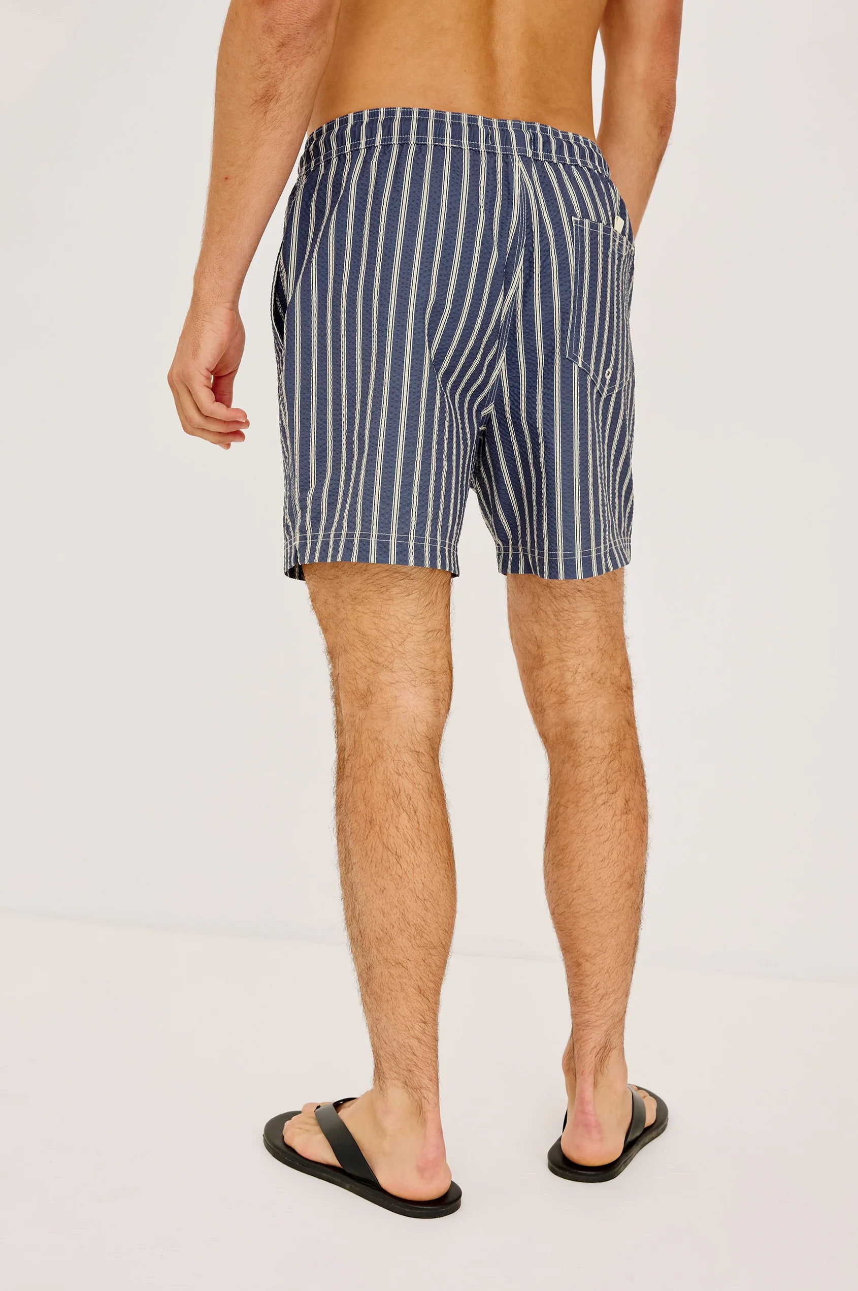 La Brea Swim Short - Navy Cream Stripe