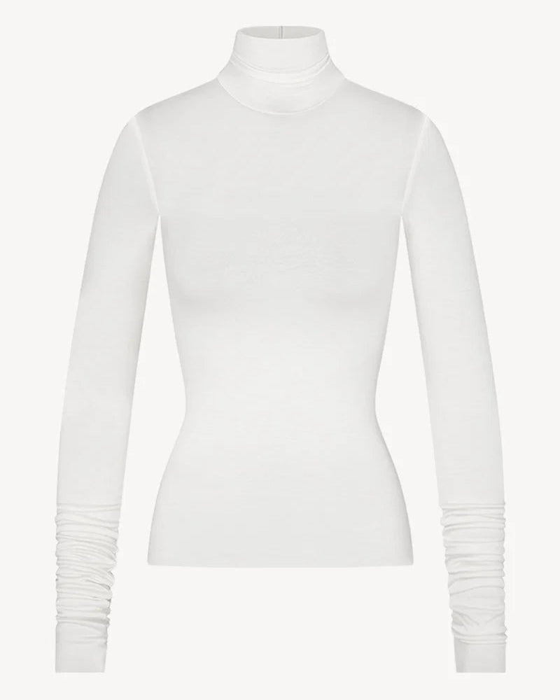 Fitted Turtleneck Top - Ivory
